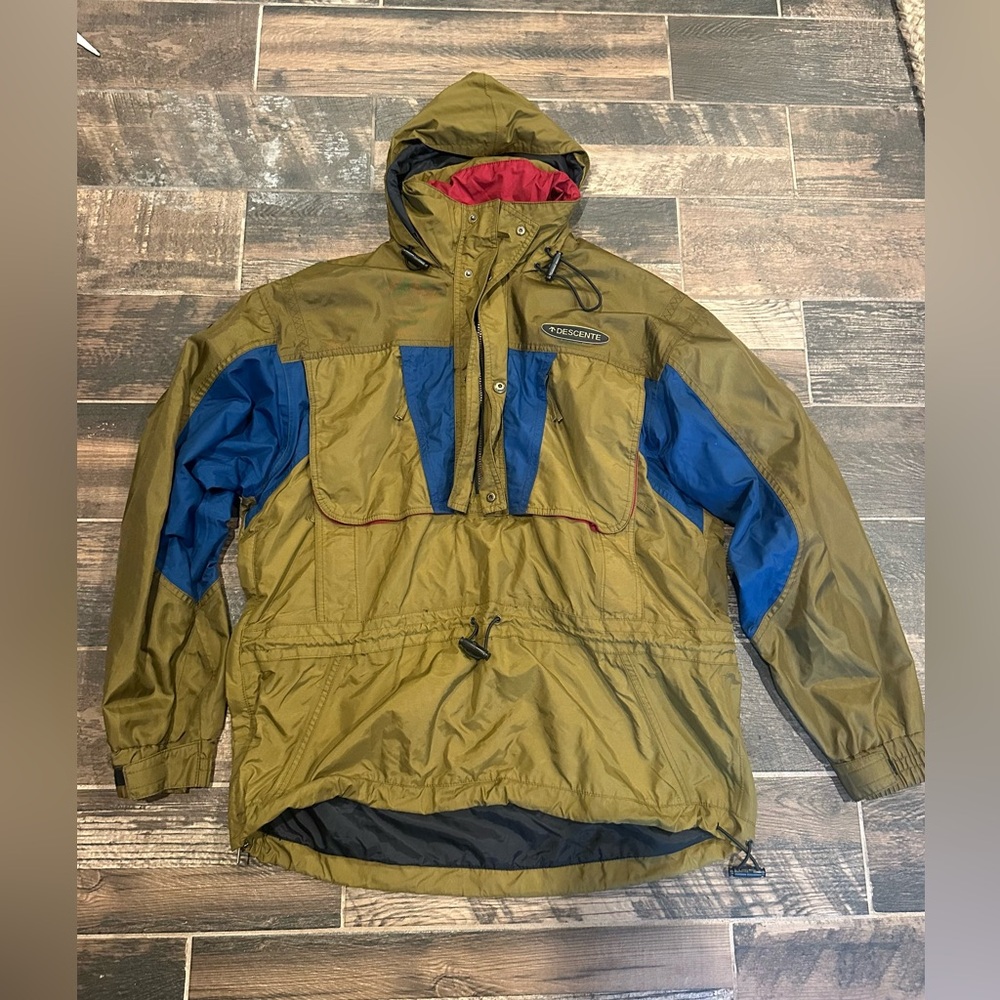 Vintage Descente Colorblock Packable Hood Ski Jacket Size Large 80's 90's Y2K